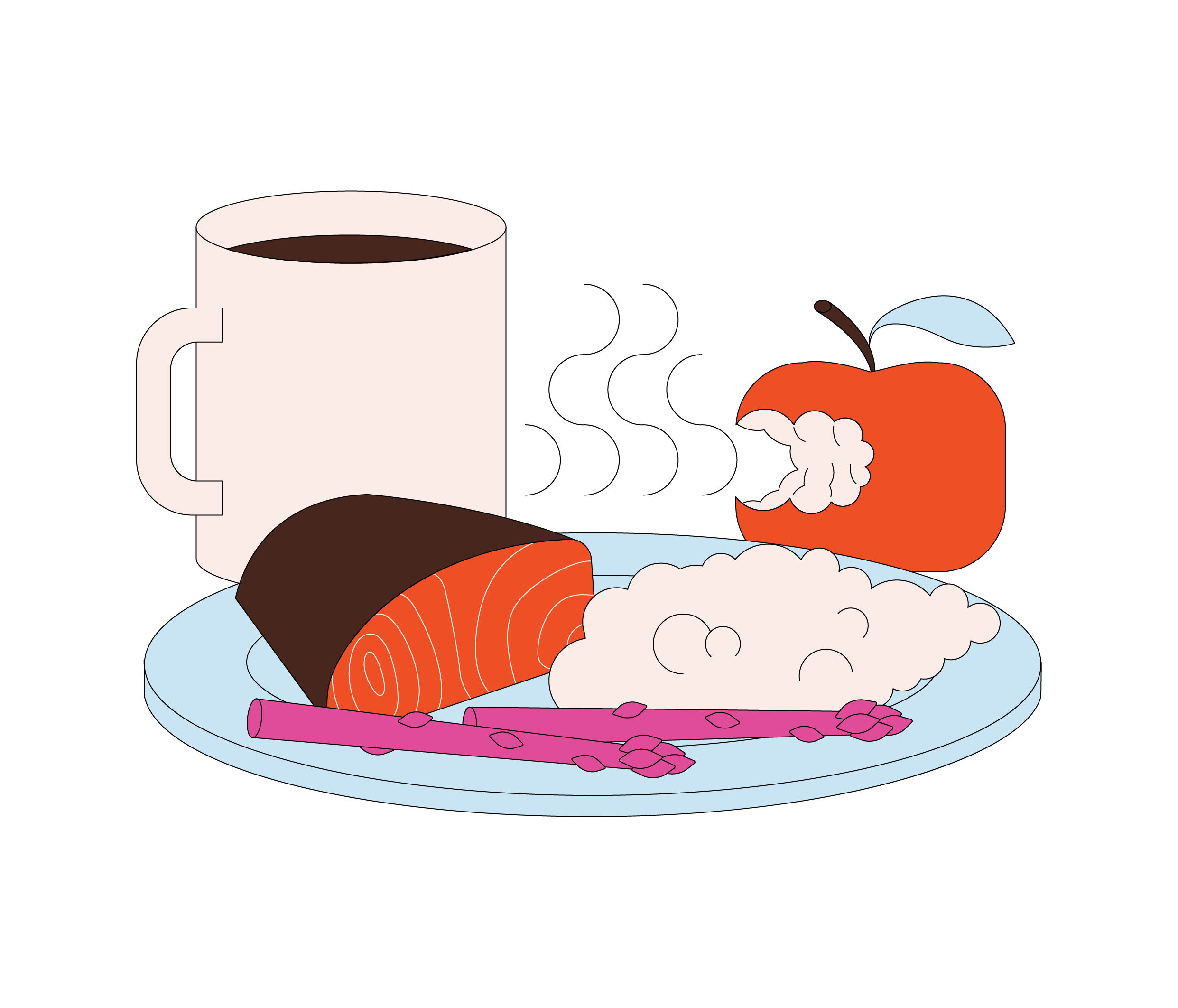 plate with salmon and coffee